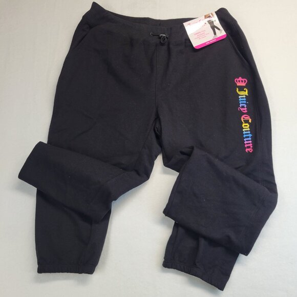 NWT‎ Juicy Couture Sport Side Jogger Womens Size Medium Black Rainbow Logo - Picture 2 of 16